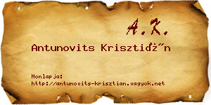 Antunovits Krisztián névjegykártya